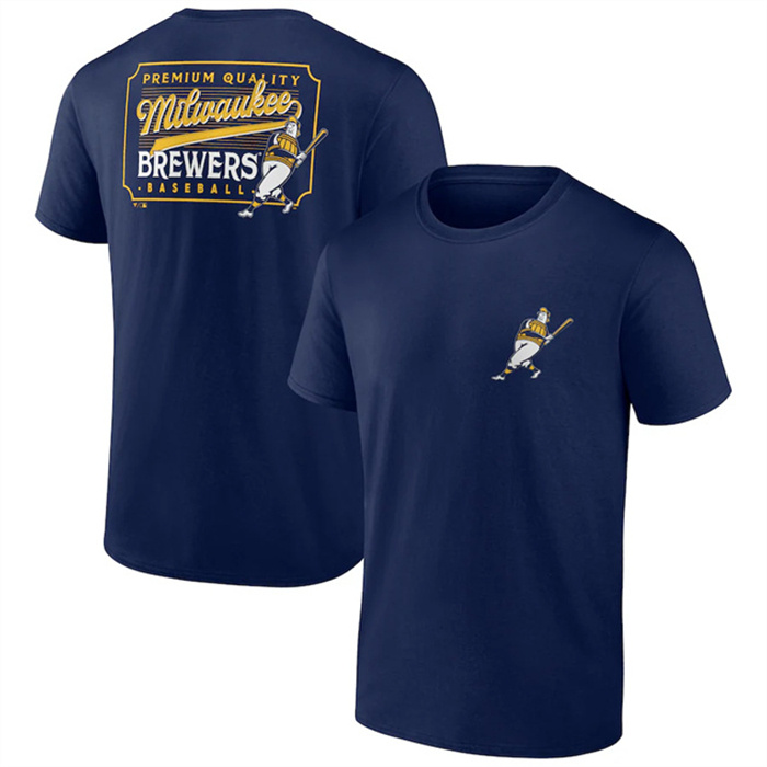 Men's Milwaukee Brewers Navy Iconic Bring It T-Shirt Men's Milwaukee Brewers Navy Iconic Bring It T-Shirt